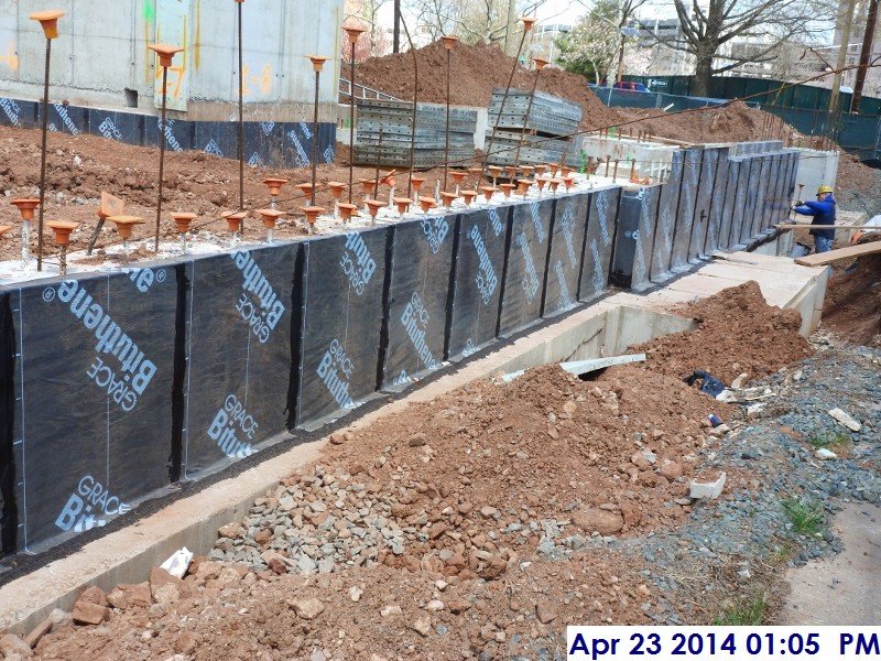 Waterproofing along foundation walls at c.l 1 (D-G.1) Facing North-East (800x600)